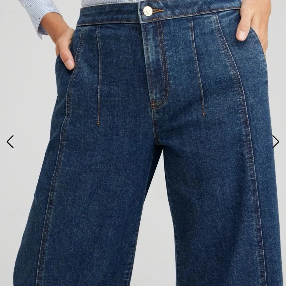 Chico's Dark Blue Flare palazzo Jeans - Picture 1 of 10